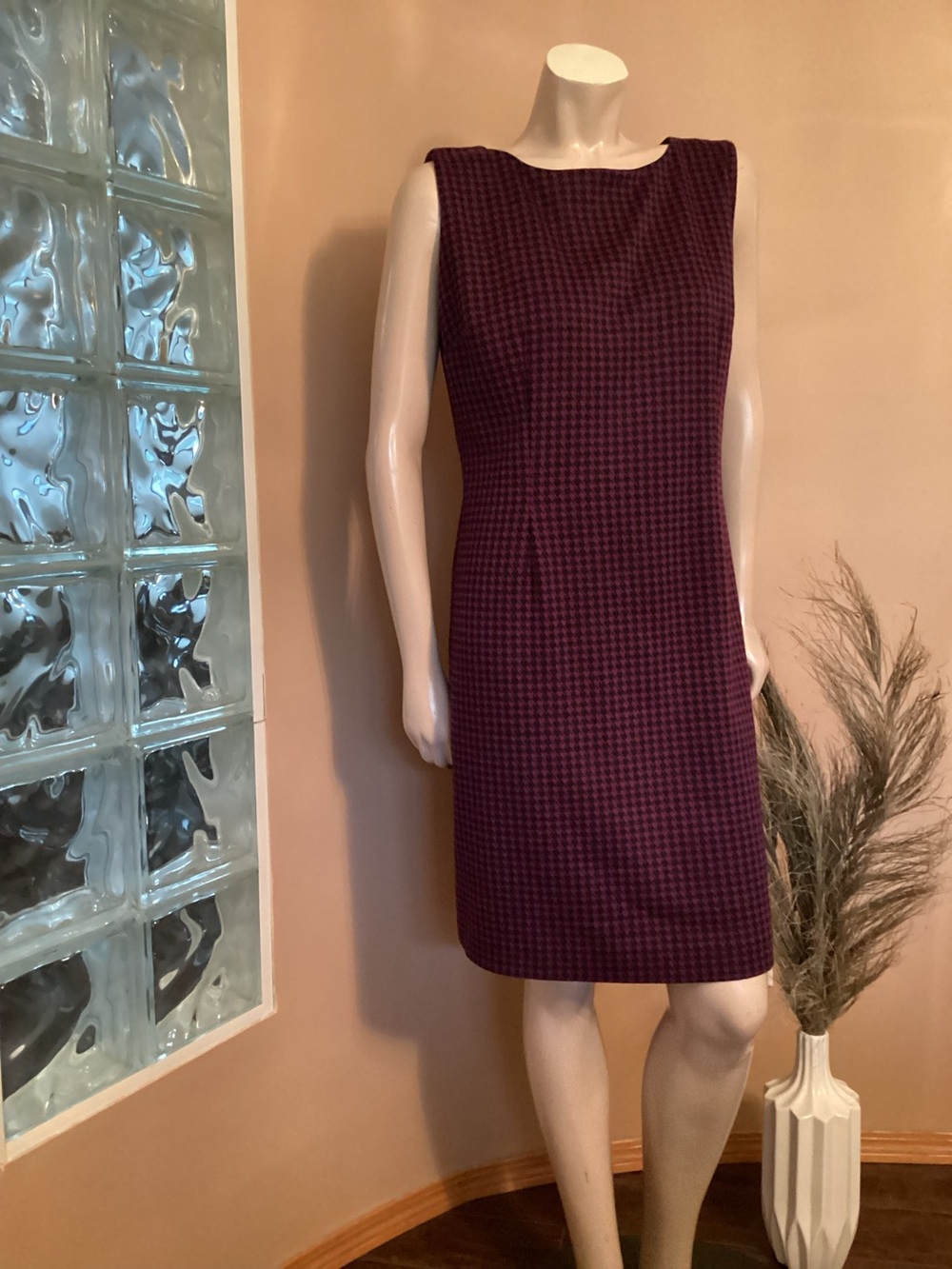 Purple and Black Houndstooth Dress